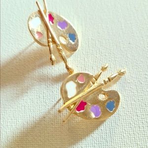 Gold Artist paint palette post earrings